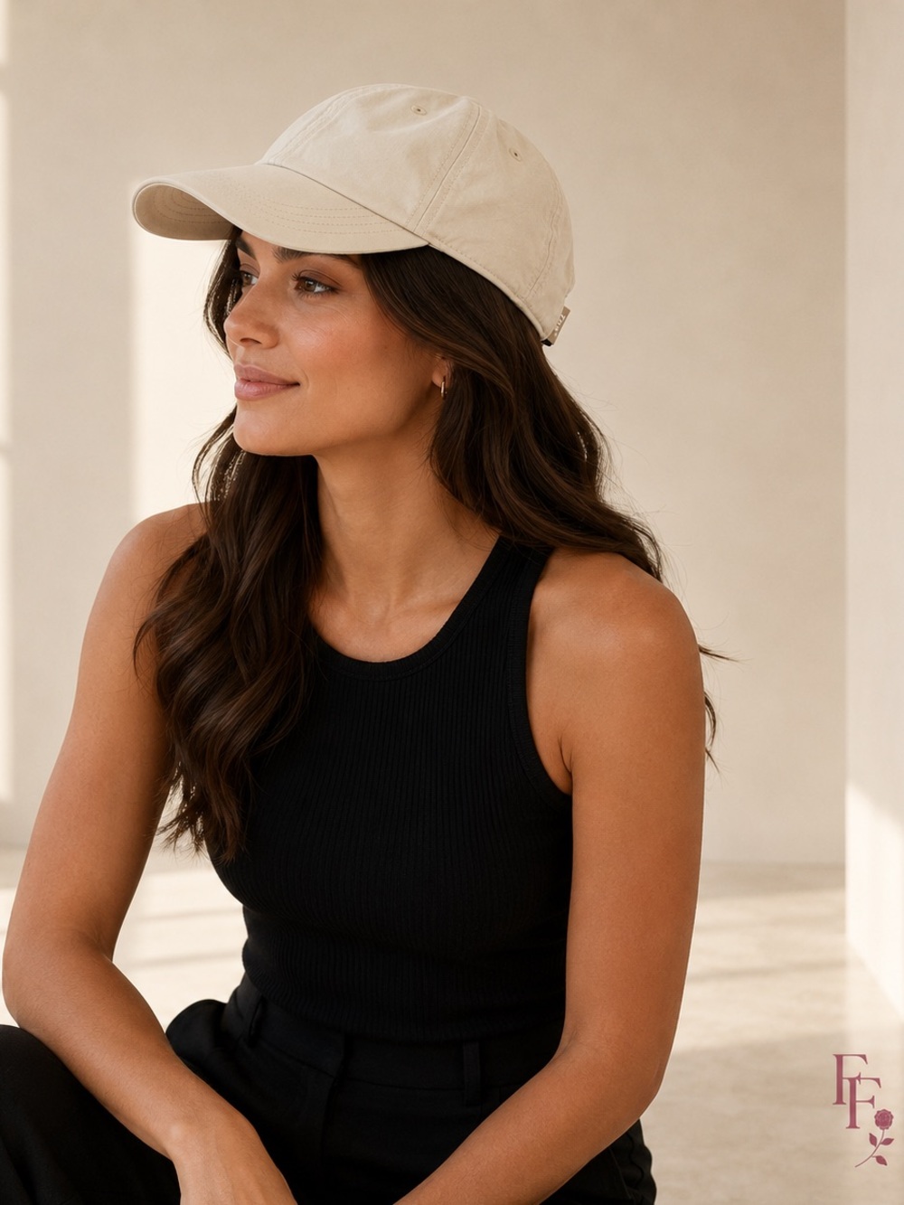 Tna Aritzia Beige Recycled Nylon Lightweight Baseball Cap OS